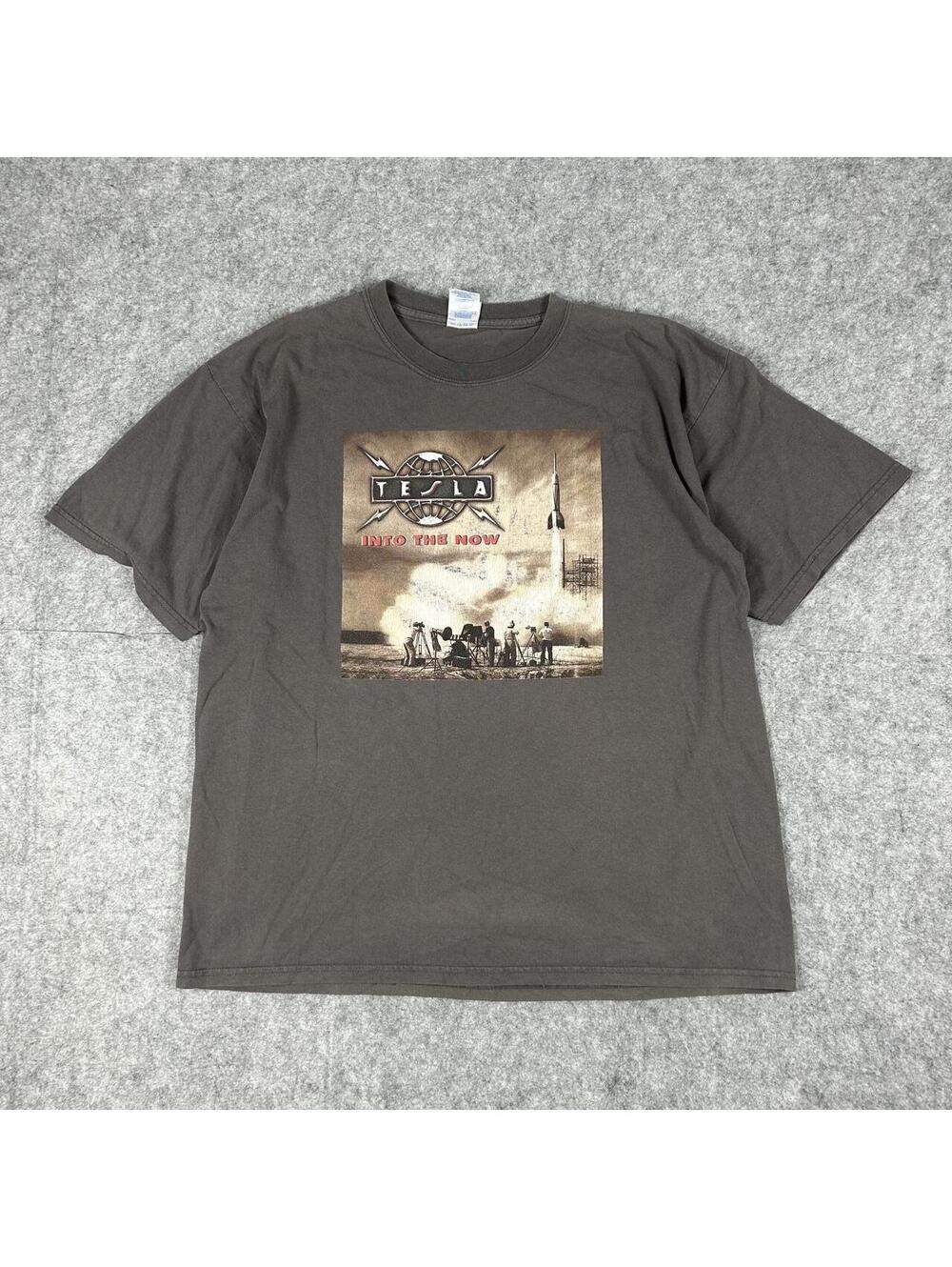 Vintage Tesla Into The Now North American Tour Men's Grey Band T-Shirt Size XL